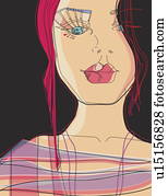 primer plano, de, mujer, cara, y, busto