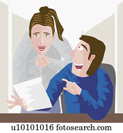 close-up, de, um, homem negócios, e, um, executiva, discutir, em, um, escritório