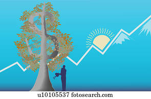 Businessman growing a money tree