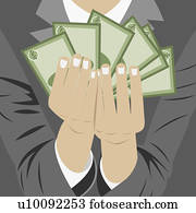 Close-up of a businessman holding currency notes