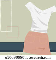 Close-up of a t-shirt and a skirt