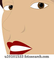 portré, közül, egy, woman's, arc