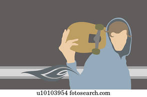 nahaufnahme, von, a, mann, halten, a, skateboard