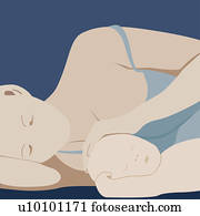 close-up, dēļ, la, jauns, sieviete, sleeping, ar, viņai, dēls