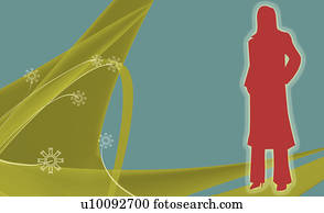 silueta, de, um, posição mulher, em, um, campo silueta, de, um, posição mulher, em, um, campo