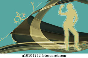 silueta, de, um, posição mulher, em, um, campo silueta, de, um, posição mulher, em, um, campo