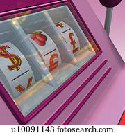 Close-up of currency signs on a slot machine