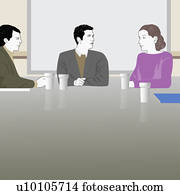 dois, homens negócios, e, um, executiva, discutir