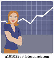 Portrait of a businesswoman standing in front of a line graph