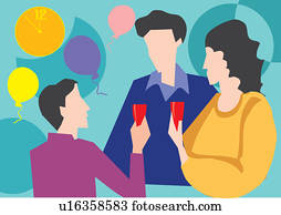 Family having drink while enjoying party