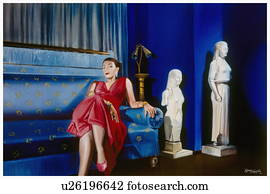 mujer se sentar, en, sofá