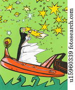 novia y novio, en, un, speedboat