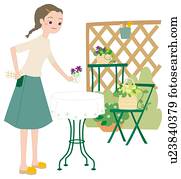 Woman Who Does Gardening, Illustrative Technique