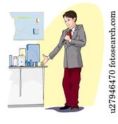 Business man in presentation , Illustration