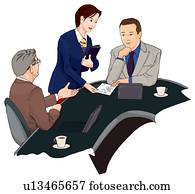 Three people having a business meeting, Illustration