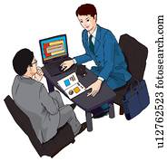 Two people having a business meeting, Illustration