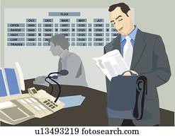 Businessman reading newspaper