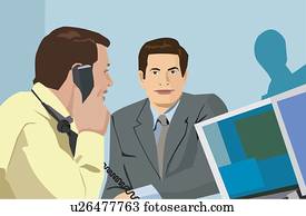 Businessmen at work in office