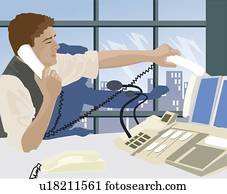 profil, o, jeden, obchodník, mluvil oproti telefonovat