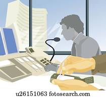 Stockbrokers at work in office