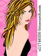 retrato, de, un, woman.