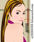 retrato, de, un, woman.