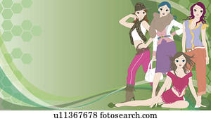 ansicht, von, a, gesellschaft, von, women.