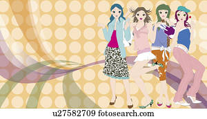 ansicht, von, a, gesellschaft, von, women.