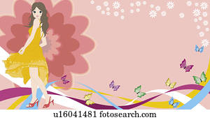 光景, の, a, 女, standing.