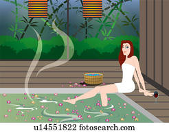 Woman sitting near a swimming pool.