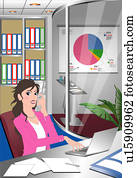 frau, arbeitende, in, ein, büro.