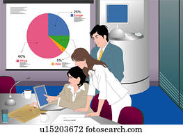 pessoas, trabalhando, em, um, escritório.