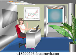 View of a woman sitting in an office.