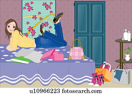 Woman lying on the bed.