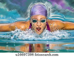 Female swimmer doing the butterfly Female swimmer doing the butterfly