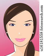 closeup, de, mulher jovem, com, limpo, luminoso, rosto