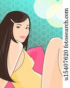 Young woman in tank top and bare legs