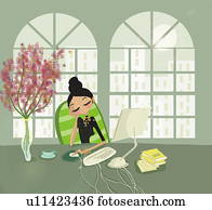 jeune femme, s'endormir, bureau, dans, bureau