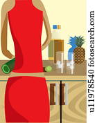 dass, back, von, a, frau, neigen, bar