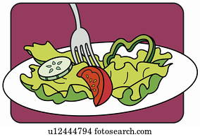 A fork in a plate of salad A fork in a plate of salad