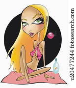 Blonde woman on towel wearing bikini Blonde woman on towel wearing bikini