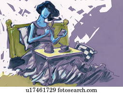 Woman having breakfast in bed