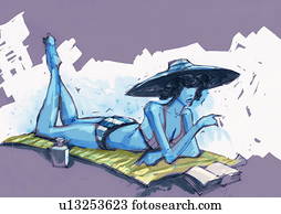 Woman reading on the beach