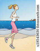 Woman jogging on the beach