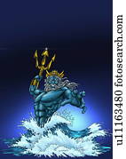 poseidon, em, a, mar