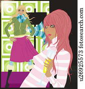 deux femmes, poser, partie