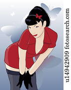 excitado, mulher jovem, com, borboletas, curvatura, expedir