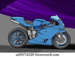 Blue street racing motorbike with blue and black background Blue street racing motorbike with blue and black background