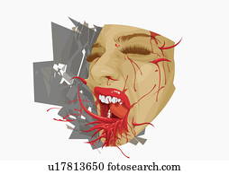 Closeup of bloody face