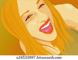 Closeup of young woman laughing Closeup of young woman laughing